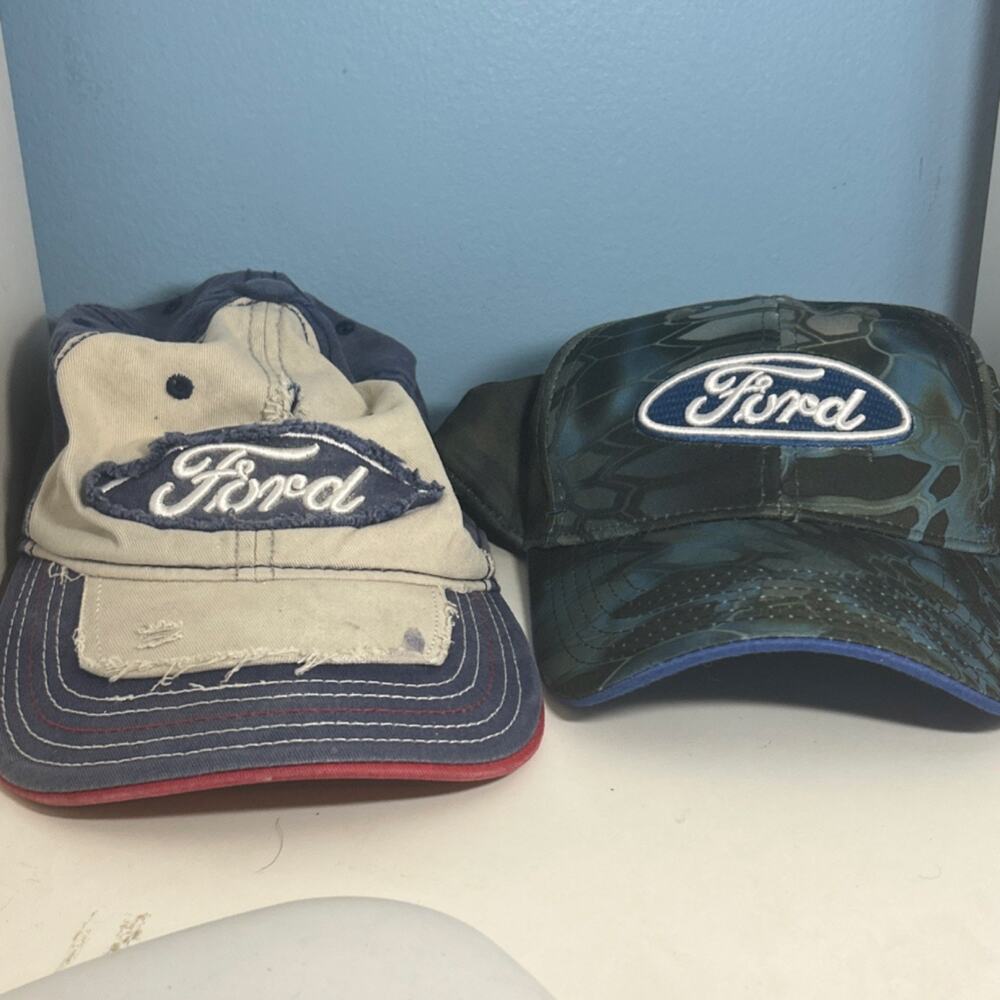Bundle of Ford Kryptek Neptune Camo Snapback Hat Cap Casual Car and blue tan